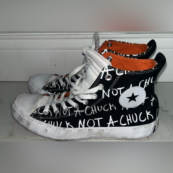 Converse UNT1TL3D High Top “Not A Chuck” Printed Spellout Sneakers Shoes - Picture 3 of 10